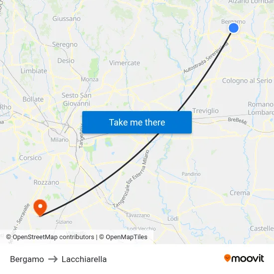 Bergamo to Lacchiarella map