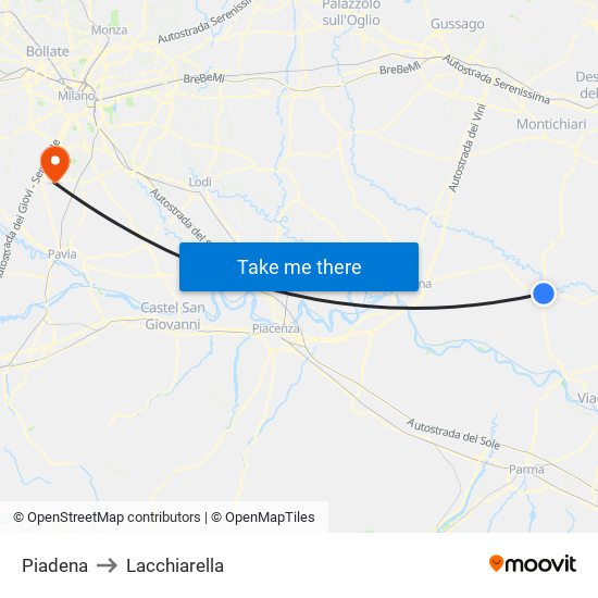 Piadena to Lacchiarella map