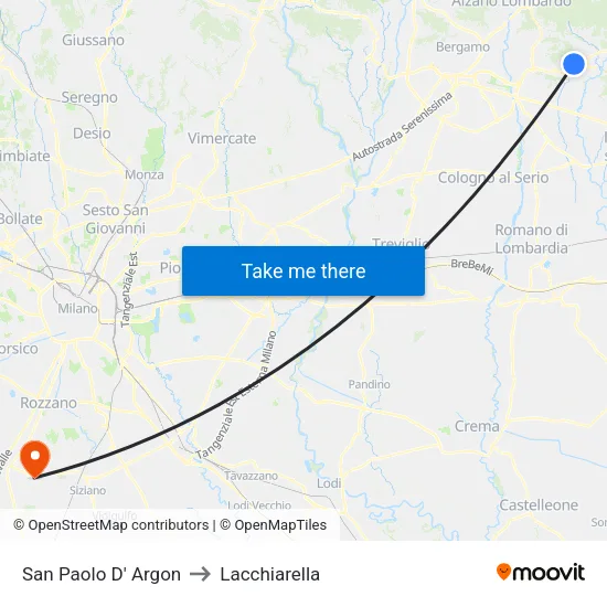 San Paolo D' Argon to Lacchiarella map