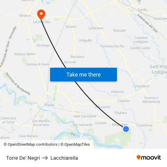 Torre De' Negri to Lacchiarella map