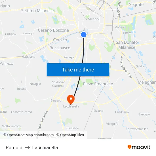 Romolo to Lacchiarella map