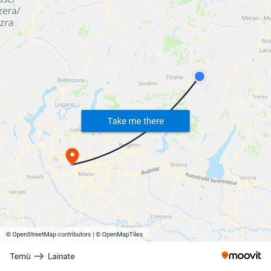 Temù to Lainate map