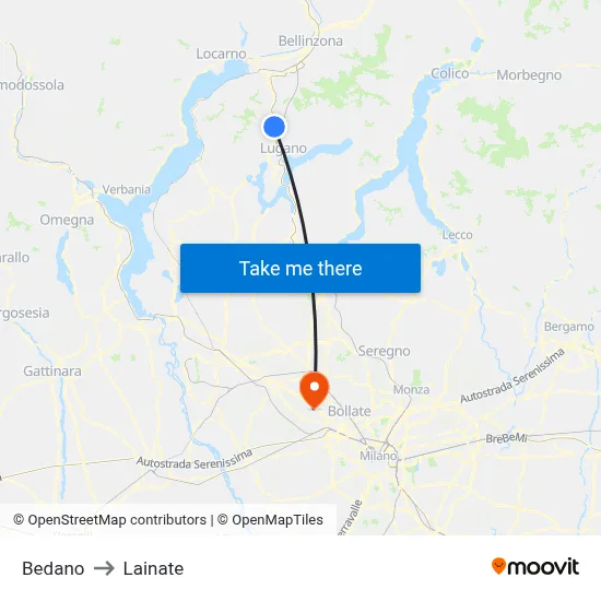 Bedano to Lainate map