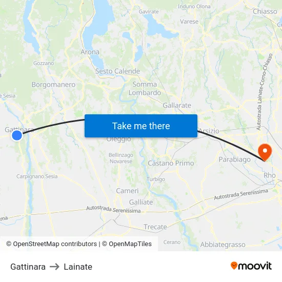 Gattinara to Lainate map