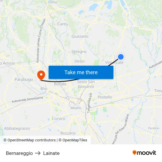 Bernareggio to Lainate map