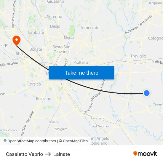 Casaletto Vaprio to Lainate map
