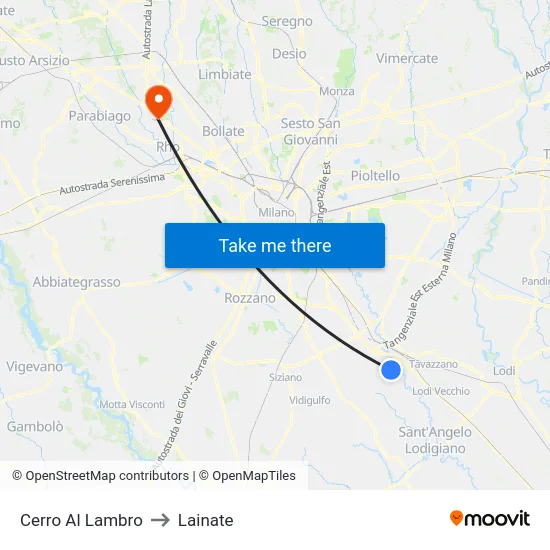 Cerro Al Lambro to Lainate map
