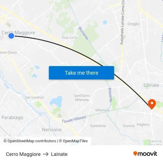 Cerro Maggiore to Lainate map