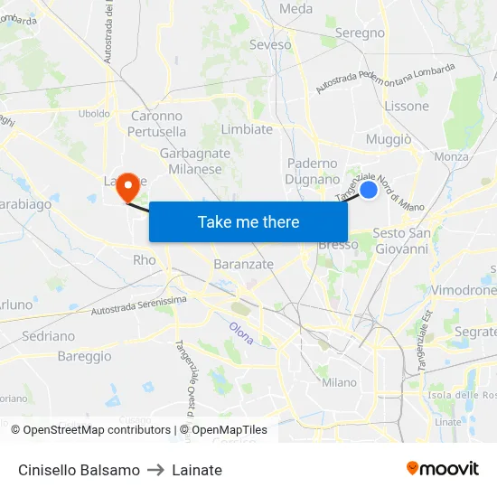 Cinisello Balsamo to Lainate map