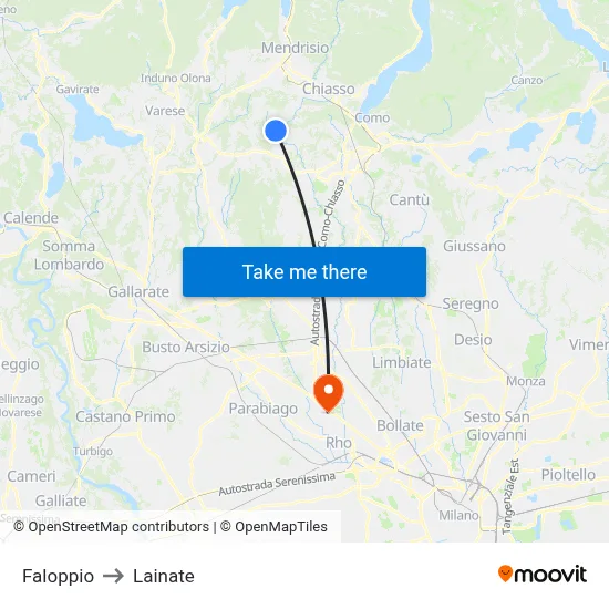 Faloppio to Lainate map