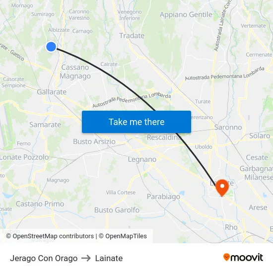 Jerago con Orago to Lainate map