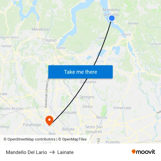Mandello Del Lario to Lainate map