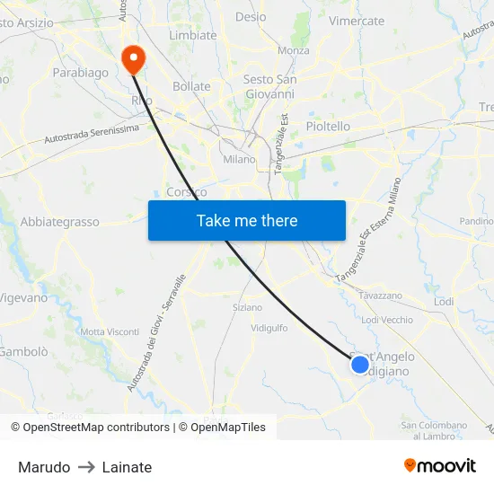 Marudo to Lainate map