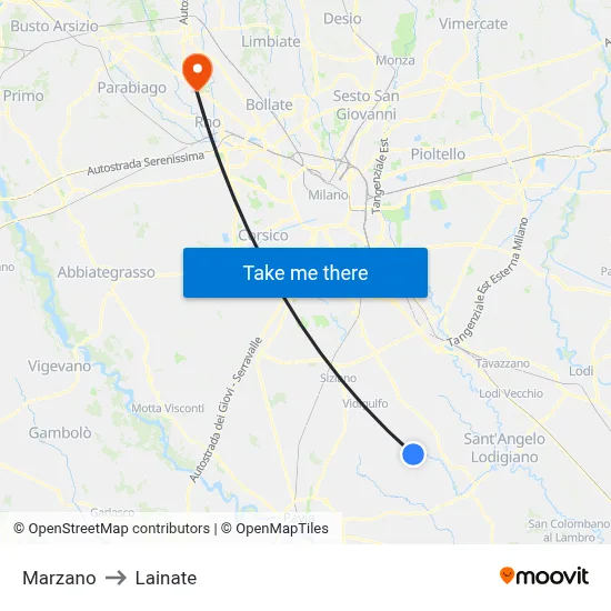Marzano to Lainate map