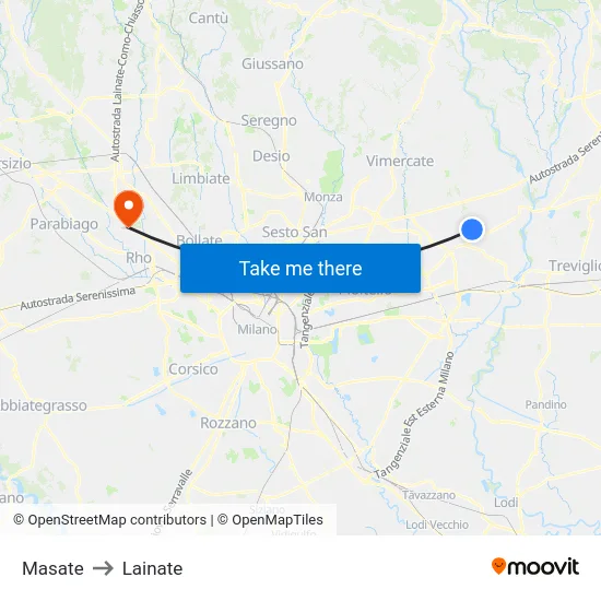 Masate to Lainate map