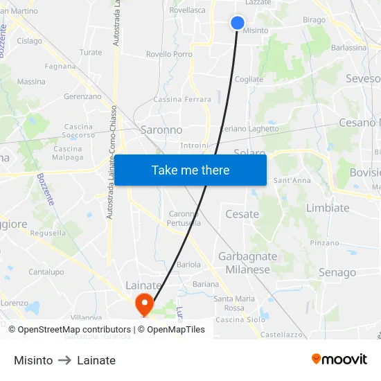 Misinto to Lainate map