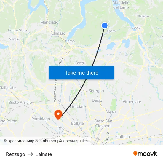 Rezzago to Lainate map