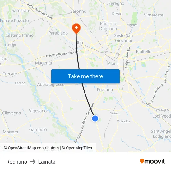 Rognano to Lainate map