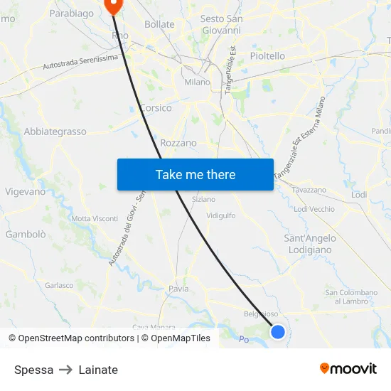 Spessa to Lainate map