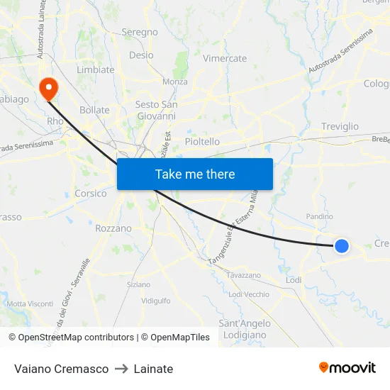 Vaiano Cremasco to Lainate map