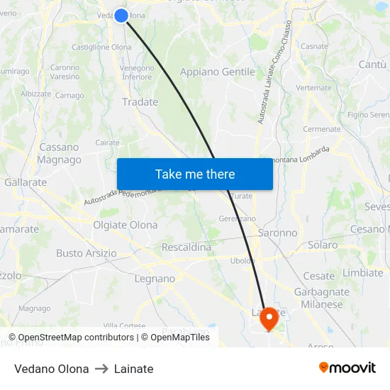 Vedano Olona to Lainate map