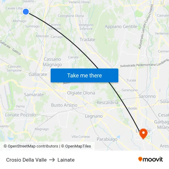 Crosio Della Valle to Lainate map