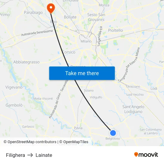 Filighera to Lainate map