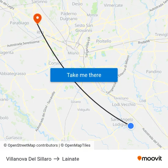 Villanova Del Sillaro to Lainate map