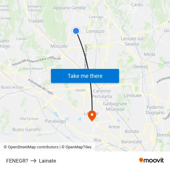 Fenegro to Lainate map