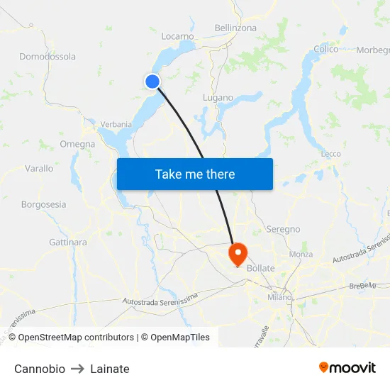 Cannobio to Lainate map