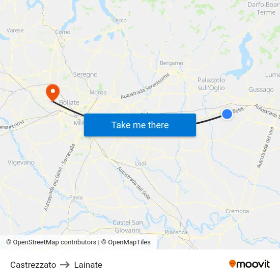 Castrezzato to Lainate map