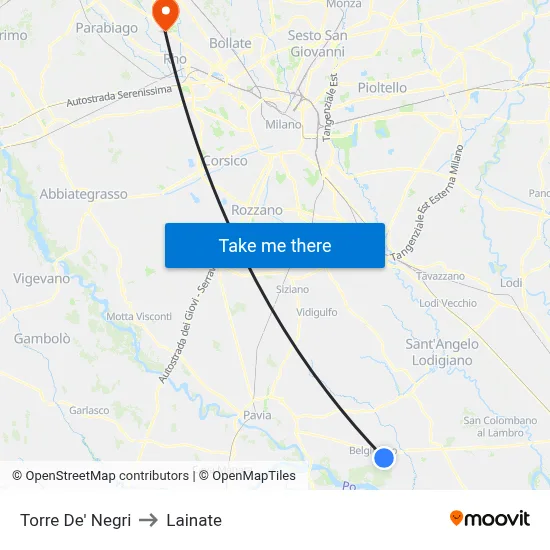 Torre De' Negri to Lainate map