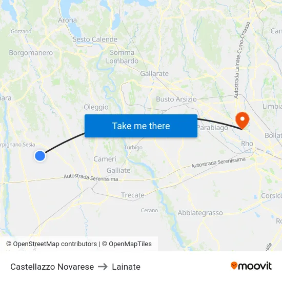 Castellazzo Novarese to Lainate map