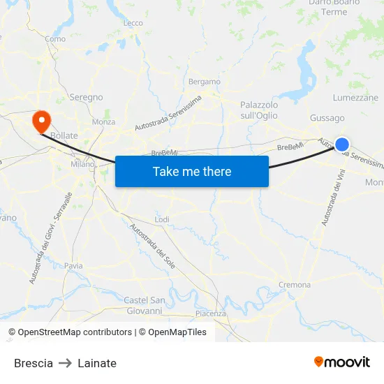 Brescia to Lainate map