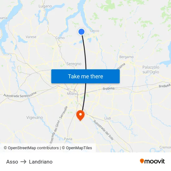 Asso to Landriano map