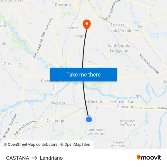 Castana to Landriano map