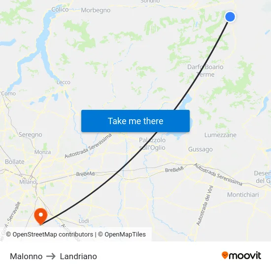 Malonno to Landriano map