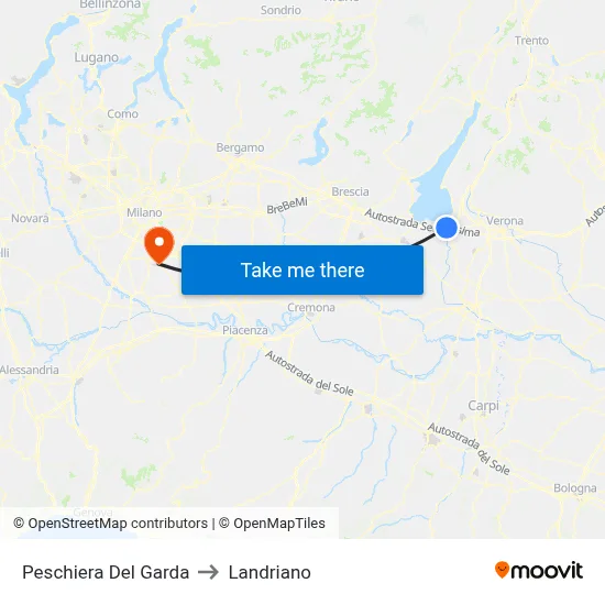 Peschiera Del Garda to Landriano map