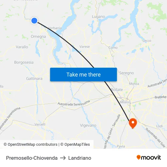 Premosello-Chiovenda to Landriano map