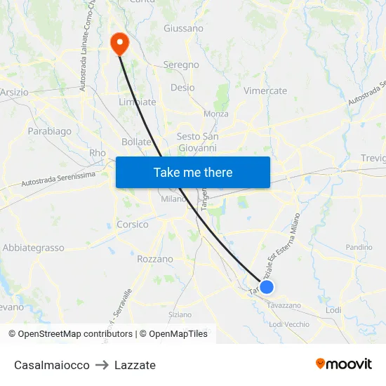 Casalmaiocco to Lazzate map