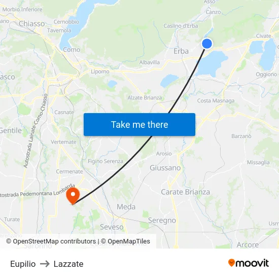Eupilio to Lazzate map