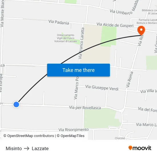 Misinto to Lazzate map