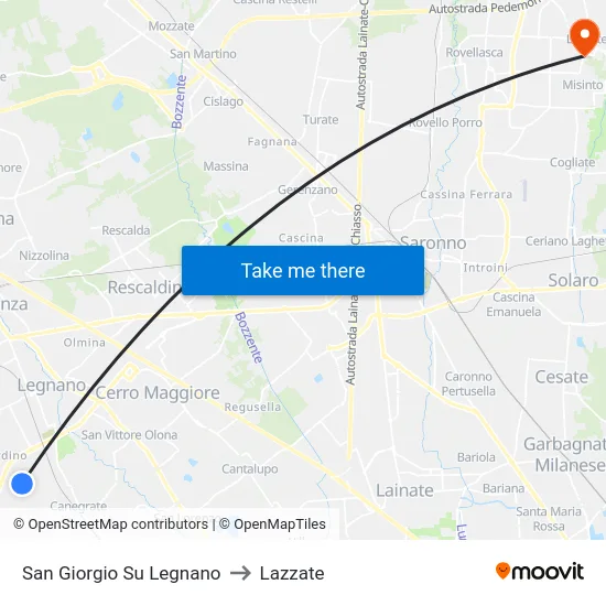 San Giorgio Su Legnano to Lazzate map