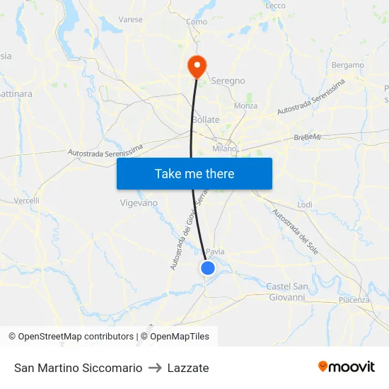 San Martino Siccomario to Lazzate map