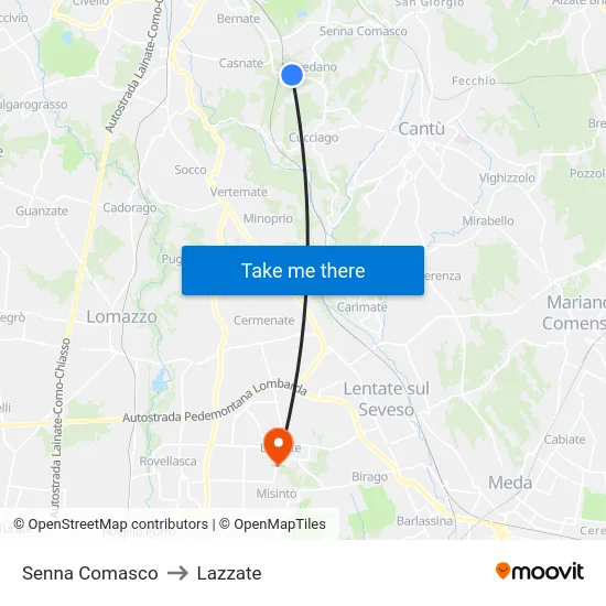 Senna Comasco to Lazzate map