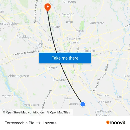 Torrevecchia Pia to Lazzate map