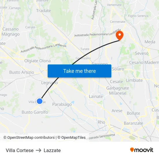 Villa Cortese to Lazzate map