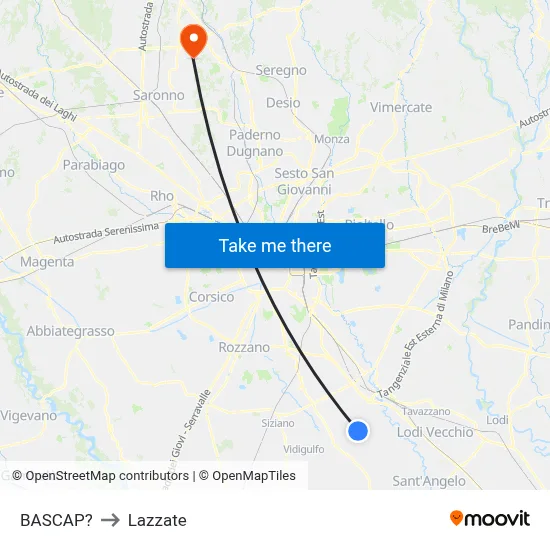 Bascap to Lazzate map