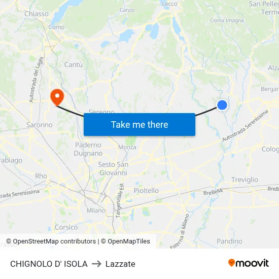 Chignolo D' Isola to Lazzate map