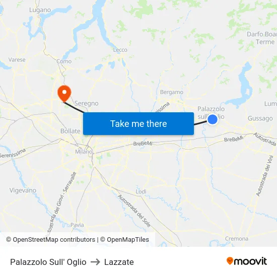 Palazzolo Sull' Oglio to Lazzate map